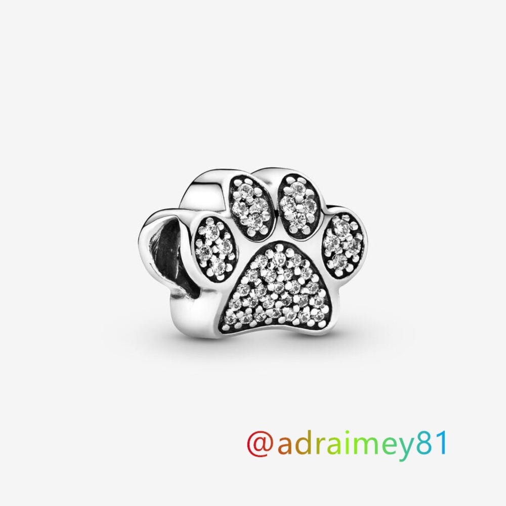 New Pandora Sparkling Paw Print Charm